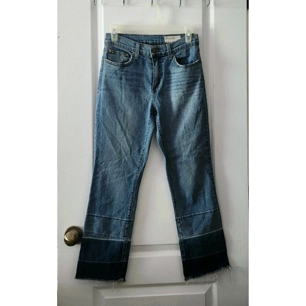 Pistola Women's High Rise Ombré Cropped Jeans Pants Raw Hem Size 27